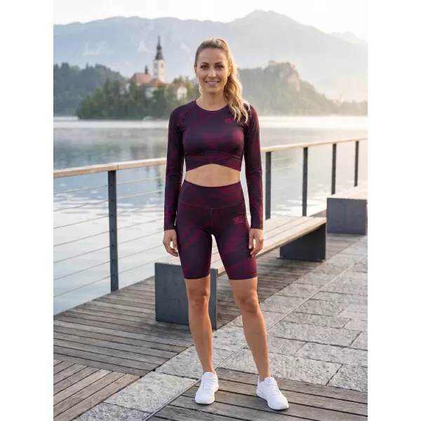  Jambiere premium pentru genunchi pentru femei (marimi noi) ALTISPORT VOJ/ALW072LEG06 ROȘU VIN 