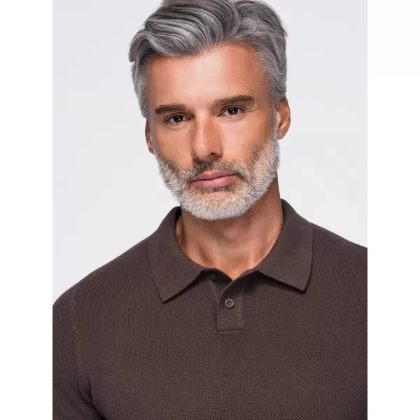  Tricou polo pentru bărbați OMBRE OM-POSS-0178 MARO ÎNCHIS 