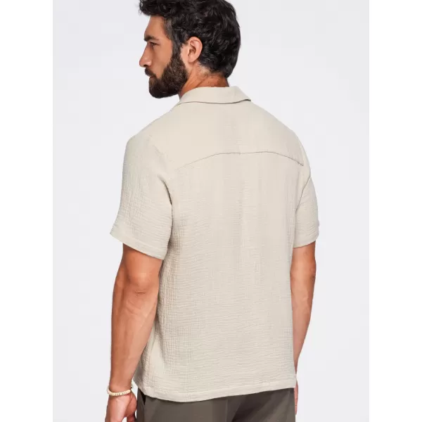  Cămașă pentru bărbați OMBRE OM-SHSS-0223 BEJ 