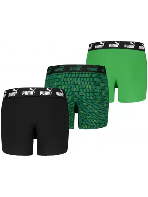 Boxeri pentru copii PUMA ELEMENTS BOYS PRINTED BOXERS 3P 93896703 NEGRU/VERDE