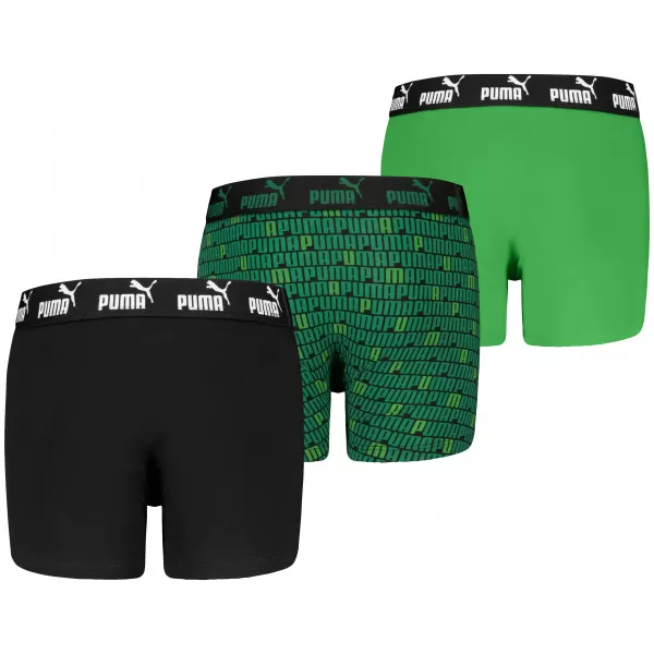  Boxeri pentru copii PUMA ELEMENTS BOYS PRINTED BOXERS 3P 93896703 NEGRU/VERDE 