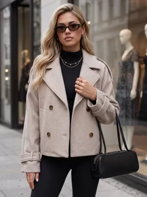 Palton de damă DSTREET TY6030 BEJ