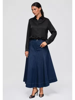 Cămașă de damă OMBRE OW-SH-E0059 NEGRU