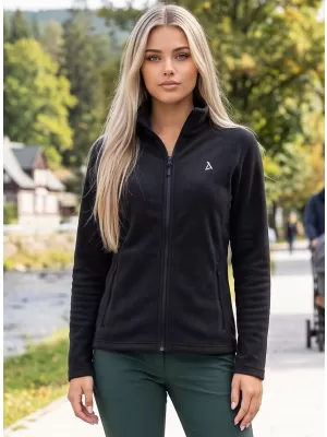 Hanorac de damă din fleece ALTISPORT ALW002852 NEGRU SI ARGINTIU