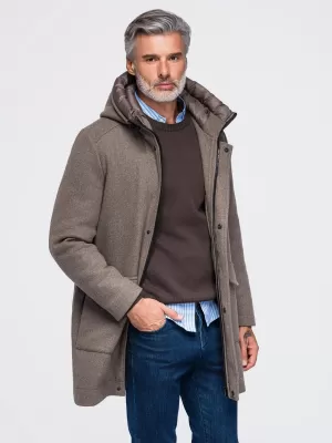 Parka pentru bărbați OMBRE OM-COWC-0161 CENUȘIU