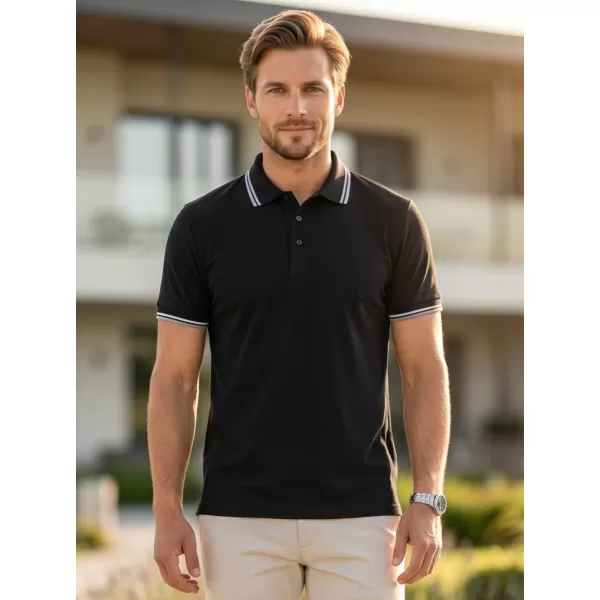  Tricou pentru bărbați cu guler MALFINI FOCUS 232 NEGRU 