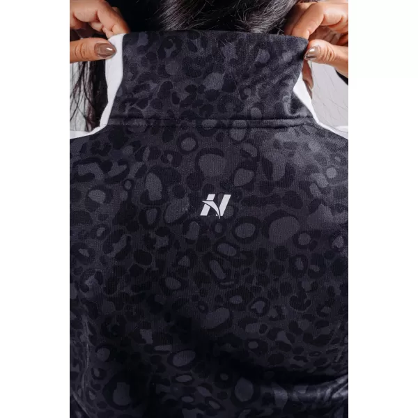  Hanorac cu jumătate de fermoar cu imprimeu leopard NEBBIA PRIMAL 866 LEOPARD NEGRU 