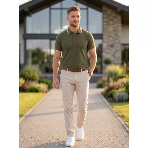  Tricou pentru bărbați cu guler MALFINI FOCUS 232 MILITAR 
