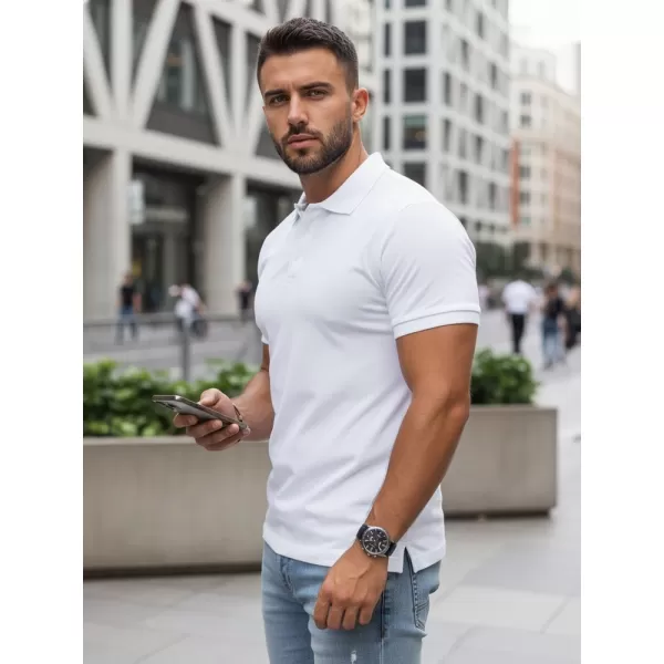  Tricou pentru bărbați cu guler DSTREET PX0514 ALB 