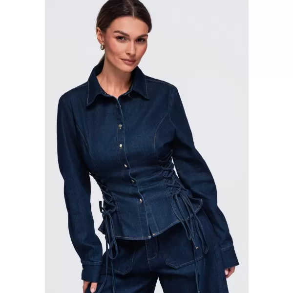  Cămașă de damă OMBRE OW-SH-E0070 ALBASTRU MARIN 