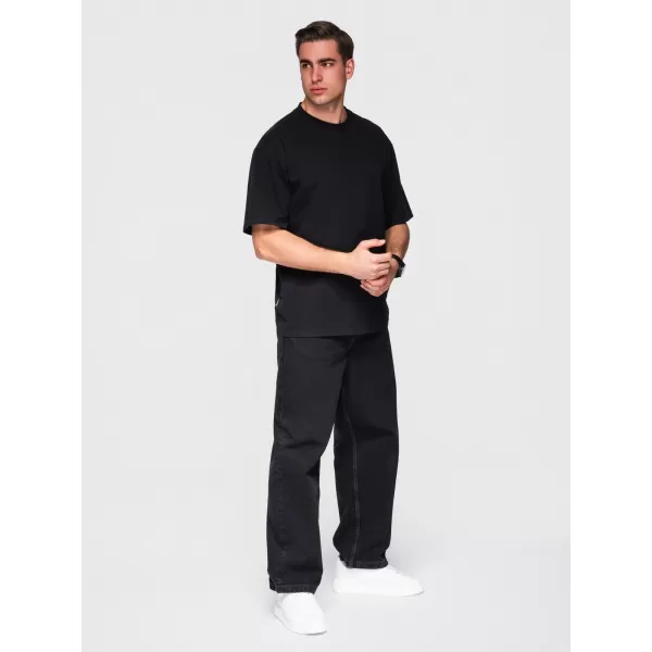  Tricou pentru bărbați OMBRE OM-TSBC-0291 NEGRU/ALB MURDAR/MĂSLINIU PAL 