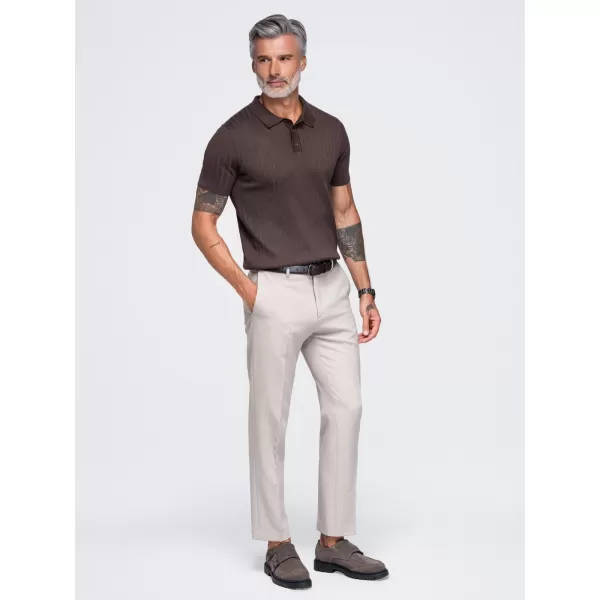 Tricou polo pentru bărbați OMBRE OM-POSS-0180 MARO DESCHIS 
