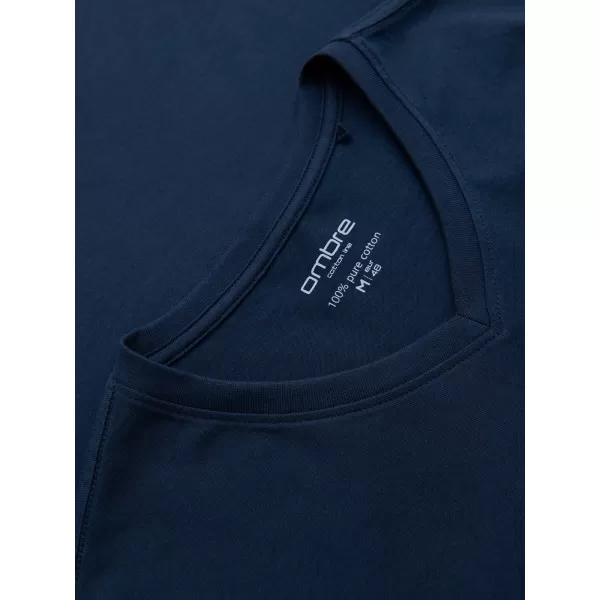  Tricou pentru bărbați OMBRE OM-LSBL-0143 ALBASTRU MARIN 