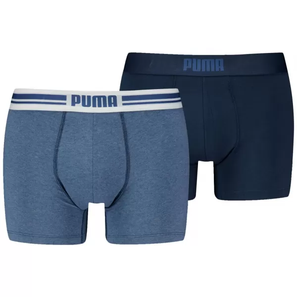  Boxeri pentru bărbați PUMA MEN EVERYDAY PLACED LOGO BOXER 2P 93847604 MELANGE ALBASTRU DESCHIS 