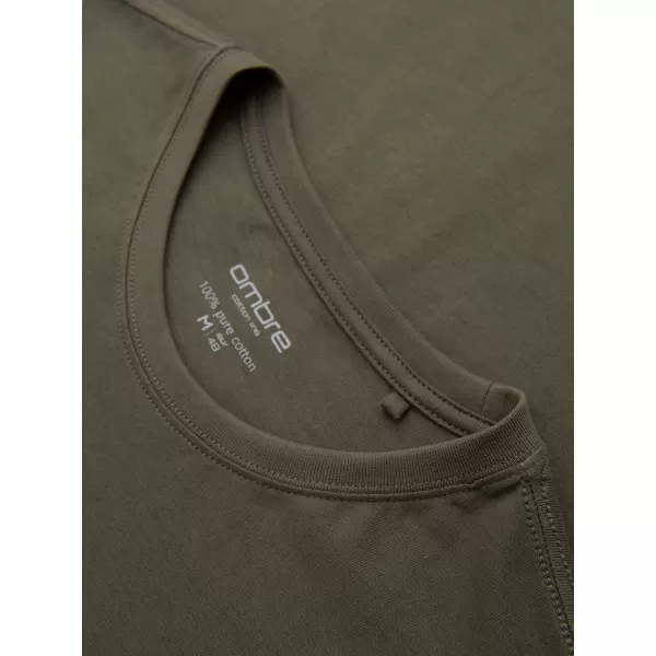  Tricou pentru bărbați OMBRE OM-LSBL-0142 MĂSLINE ÎNCHISE 