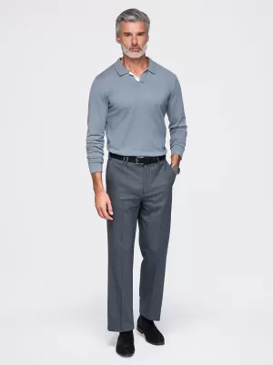 Tricou pentru bărbați cu guler OMBRE OM-POLS-0138 GRI