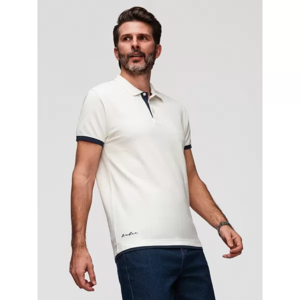  Tricou pentru bărbați cu guler OMBRE OM-POSS-0170 ALB 