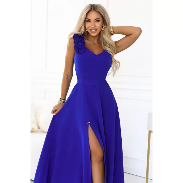  Rochie de femei NUMOCO 643-8 ALBASTRU DE FLOAREA DE COLT 