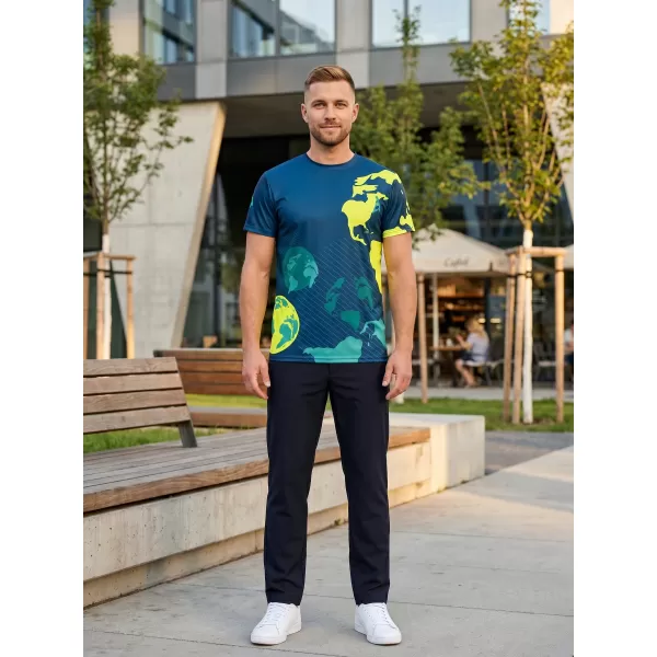  Cămașă de agrement pentru bărbați premium ALTISPORT VOJ/ALM130TR06 BLEUMARIN-GALBEN FLUO 