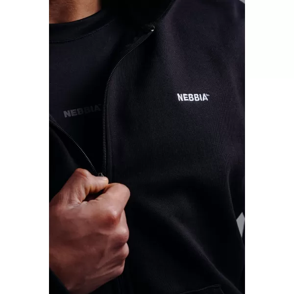  Hanorac cu fermoar și logo brodat NEBBIA PRIMAL 884 NEGRU 
