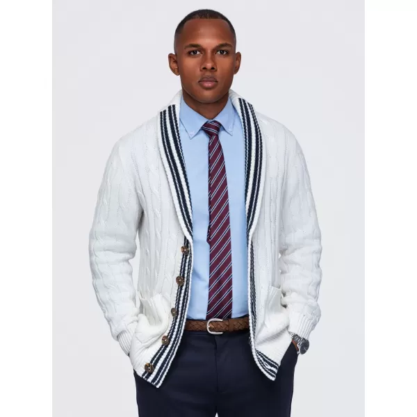  Cardigan pentru bărbați OMBRE OM-SWCD-0196 ALB 