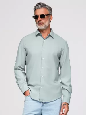 Cămașă pentru bărbați OMBRE OM-SHCS-0190 VERDE PASTEL