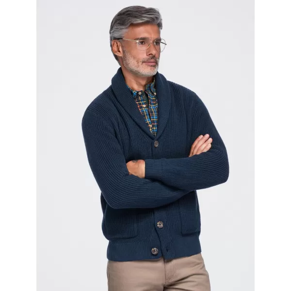  Cardigan pentru bărbați OMBRE OM-SWCD-0200 ALBASTRU MARIN 