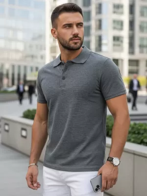 Tricou pentru bărbați cu guler DSTREET PX0509 GRI ÎNCHIS
