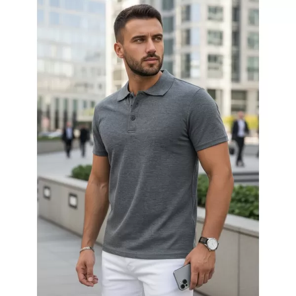  Tricou pentru bărbați cu guler DSTREET PX0509 GRI ÎNCHIS 