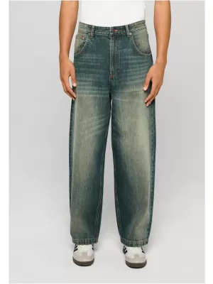 Pantaloni pentru bărbați URBAN CLASSICS TB8055 ALBASTRU MIJLOCIU MURDAR SPĂLAT