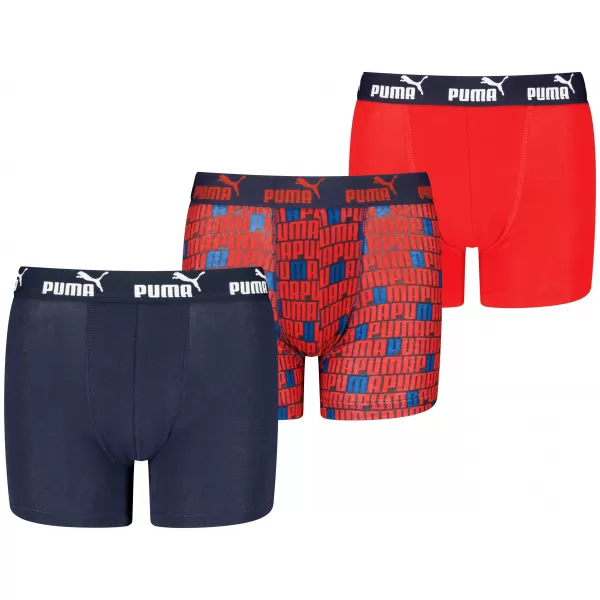  Boxeri pentru copii PUMA ELEMENTS BOYS PRINTED BOXERS 3P 93896702 BLEUMARIN/ROȘU 