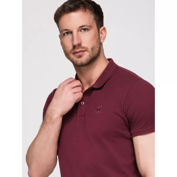  Tricou pentru bărbați cu guler OMBRE OM-POBS-0171 ALB/MARO/ALBASTRU ÎNCHIS 
