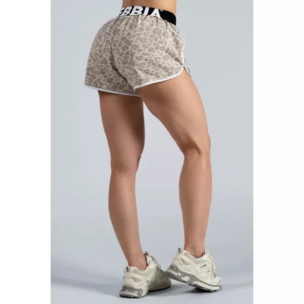  Pantaloni scurți de antrenament cu imprimeu leopard NEBBIA PRIMAL 855 LEOPARD CREM 
