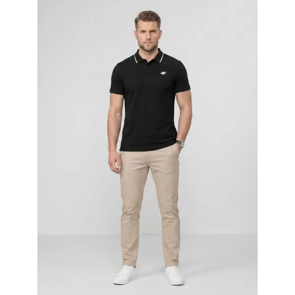  Tricou pentru bărbați cu guler 4F WMM00TPTSM0773 NEGRU ADÂNC 