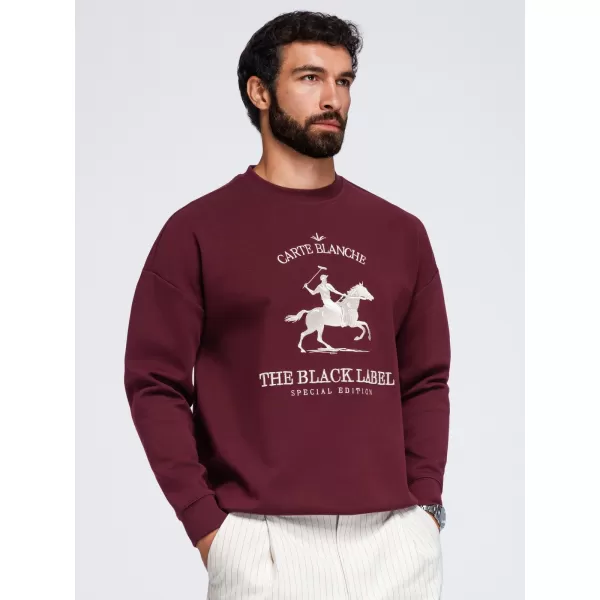  Hanorac pentru bărbați OMBRE OM-SSNZ-0267 BURGUNDIA 