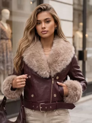 Geaca de dama DSTREET TY5980 BURGUNDIA
