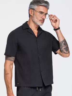 Cămașă pentru bărbați OMBRE OM-SHSS-0221 NEGRU