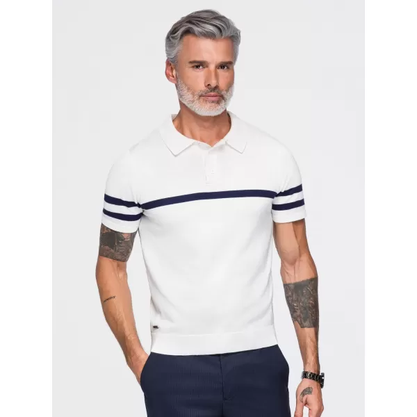  Tricou polo pentru bărbați OMBRE OM-POSS-0177 ALB 