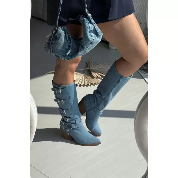  Cizme de cowboy de damă BOTO LQ-113 ALBASTRU 
