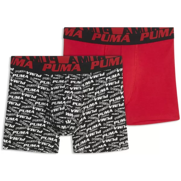  Boxeri pentru copii PUMA BOYS SCATTERED LOGO PRINT BOXERS 2P 94780303 ROȘU/NEGRU 
