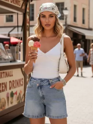 Pantaloni scurți de damă DSTREET SY0519 ALBASTRU
