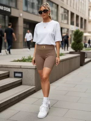 Pantaloni scurți de damă DSTREET SY0558 CARAMEL