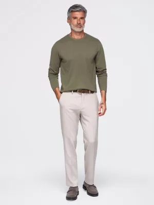 Tricou pentru bărbați OMBRE OM-LSBL-0142 MĂSLINE ÎNCHISE