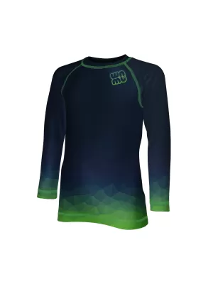 Tricou funcțional pentru copii cu mâneci lungi WAMU MOZAIKA VERDE ÎNCHIS