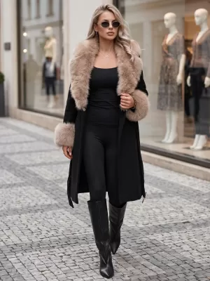 Palton de damă DSTREET TY6067 NEGRU