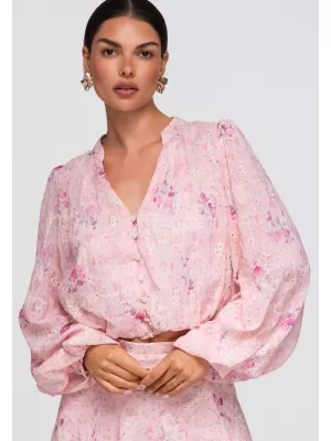 Cămașă de damă OMBRE OW-SH-E0058 ROZ