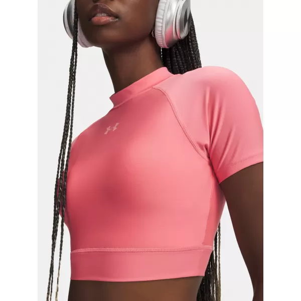  Tricou pentru femei UNDER ARMOUR HEATGEAR CROP MOCK SS 6010006-600 ROZ 