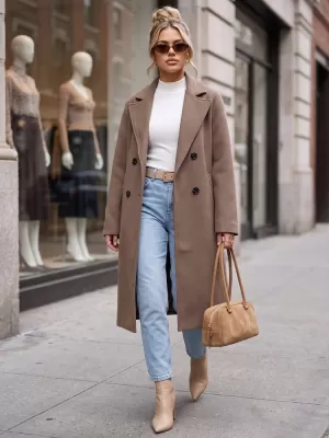 Palton de damă DSTREET NY0790 FANGO