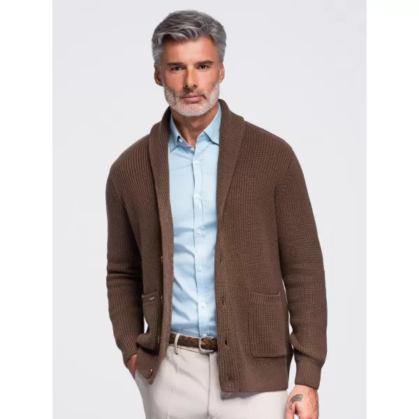  Cardigan pentru bărbați OMBRE OM-SWCD-0200 MARO 