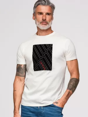 Tricou pentru bărbați OMBRE OM-TSPT-0259 ALB